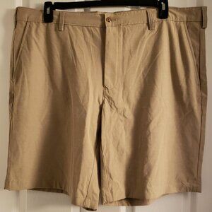 IZOD Golf Men's Straight Flat Front Beige Tan Classic Fit Shorts New NWT Size 42
